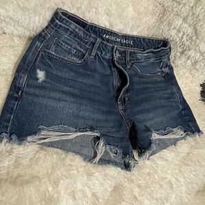 American Eagle Outfitters Distressed Dark Blue Jean Shorts
